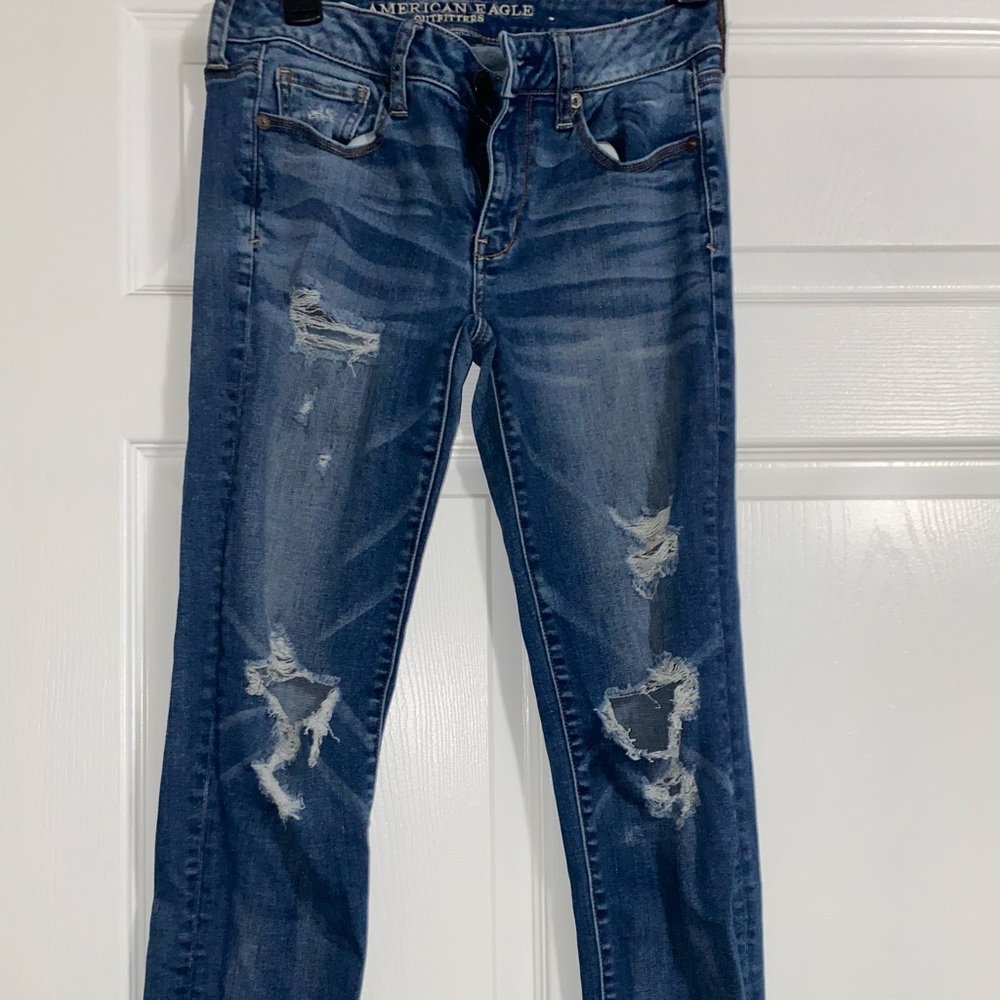 Size 4 Skinny jeans from American Eagle for Women with holes